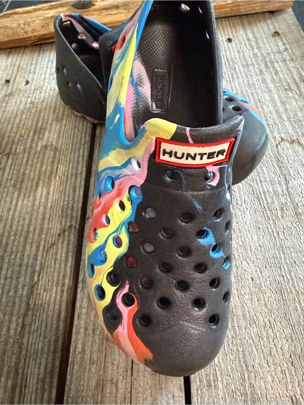 Hunter Kids Marble Water Shoes Black Multicolor Slip On Size 11